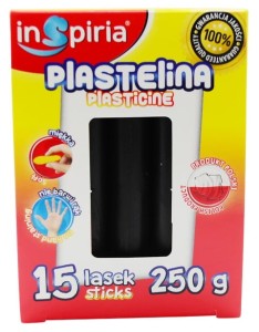 INSPIRIA PLASTELINA - KOMPLET: 15 LASEK - 250 G - CZARNA 9837