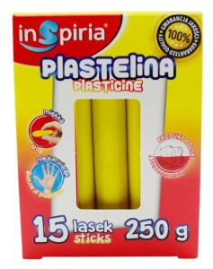 INSPIRIA PLASTELINA - KOMPLET: 15 LASEK - 250 G - ŻÓŁTA 9844