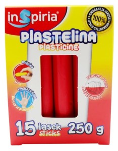 INSPIRIA PLASTELINA - KOMPLET: 15 LASEK - 250 G - CZERWONA 9851