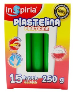 INSPIRIA PLASTELINA - KOMPLET: 15 LASEK - 250 G - ZIELONA 9868