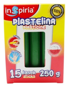 INSPIRIA PLASTELINA - KOMPLET: 15 LASEK - 250 G - CIEMNOZIELONA 9905