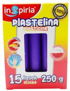 INSPIRIA PLASTELINA - KOMPLET: 15 LASEK - 250 G - FIOLETOWA 9912