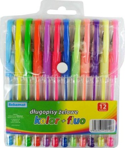 DŁUGOPISY ŻELOWE KOLOR + FLUO 12 KOL. 0106