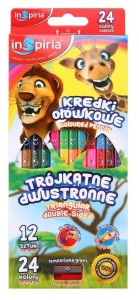 INSPIRIA - KREDKI TRÓJKĄTNE DWUSTRONNE 12 SZT. 24 KOL. 3927