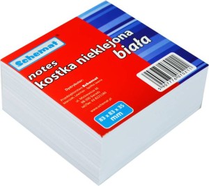 SCHEMAT NOTES 83x83x35 MM KOSTKA NIEKLEJONA BIAŁA 
0211