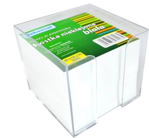 SCHEMAT NOTES W POJEMNIKU KOSTKA NIEKLEJONA BIAŁA 84x84x70 MM 0235