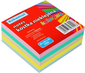 SCHEMAT NOTES 83x83x35 MM KOSTKA NIEKLEJONA KOLOROWA 0228